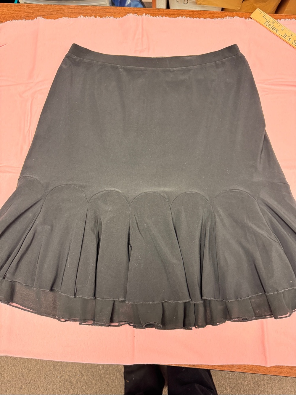 White House Black Market Black Ruffle-Hem A-Line Skirt